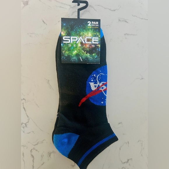 NASA Space Series Ankle Socks – 2 Pair Pack (Black/Blue) - NWT - Picture 1 of 4